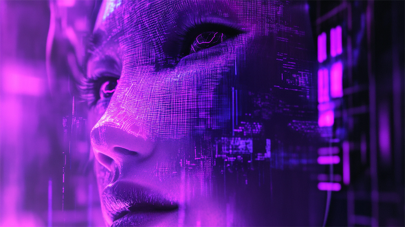 Representation of an algorithm in cyberpunk style